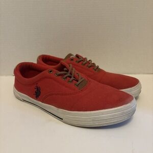 US Polo Assn Size 10.5 WELL WORN Men's Red Shoes Brown Laces